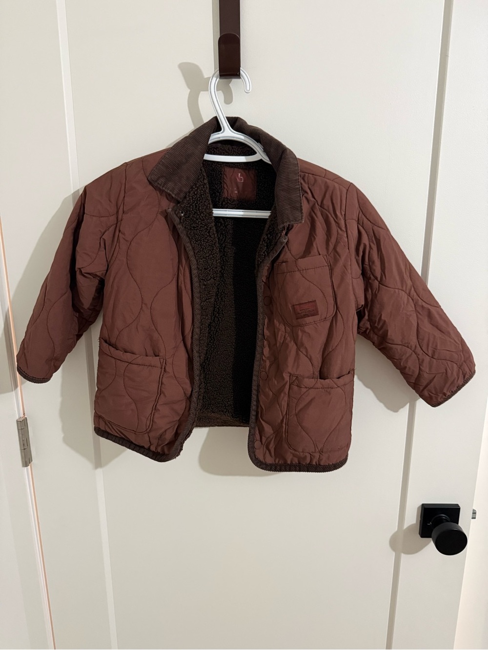 Zara Brown Quilted Puffer Jacket with Sherpa Interior
